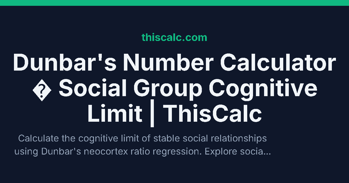Dunba Number Dunbar's Number Calculator - Social Group Cognitive Limit